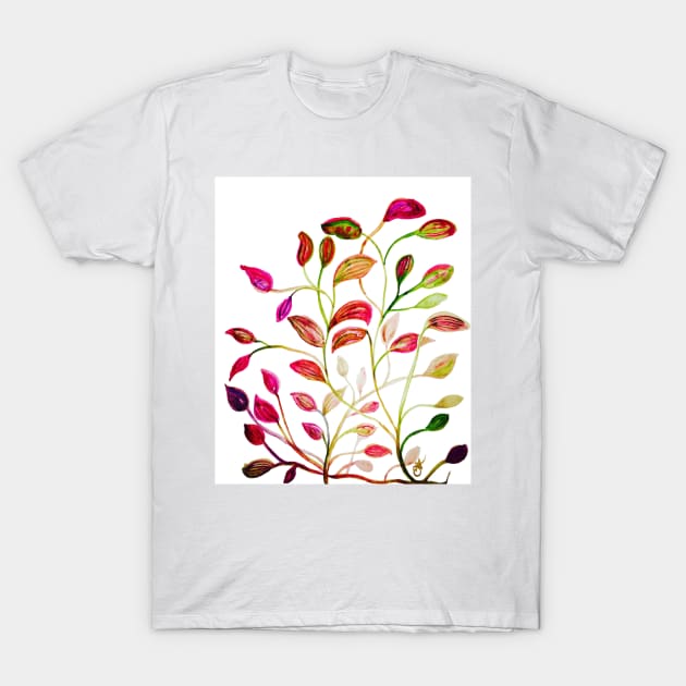 Red and Green Leaves! Light Blue. T-Shirt by ANoelleJay